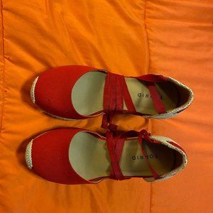 Red Ankle Tie Espadrilles